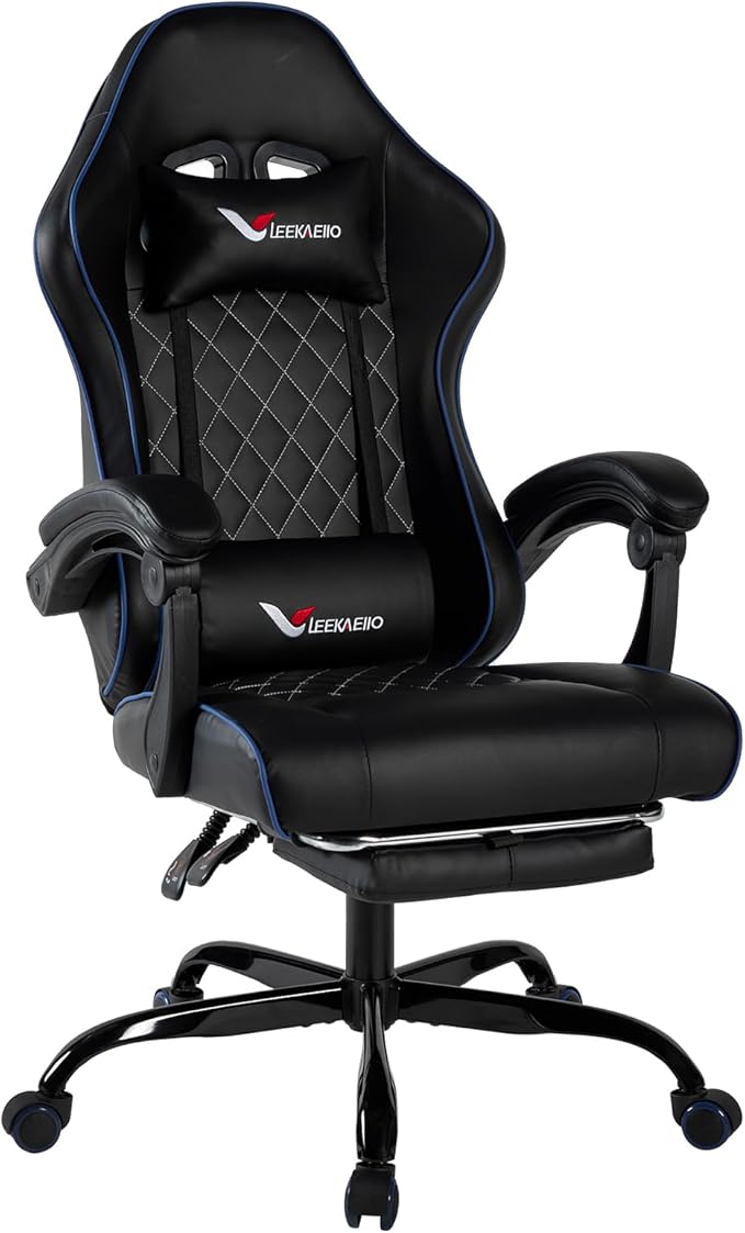 Ergonomic Gaming Chair with Footrest & Pocket Spring Cushion