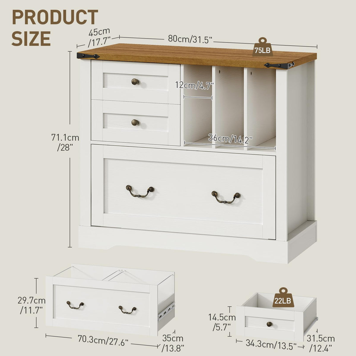 Farmhouse 3-Drawer File Cabinet
