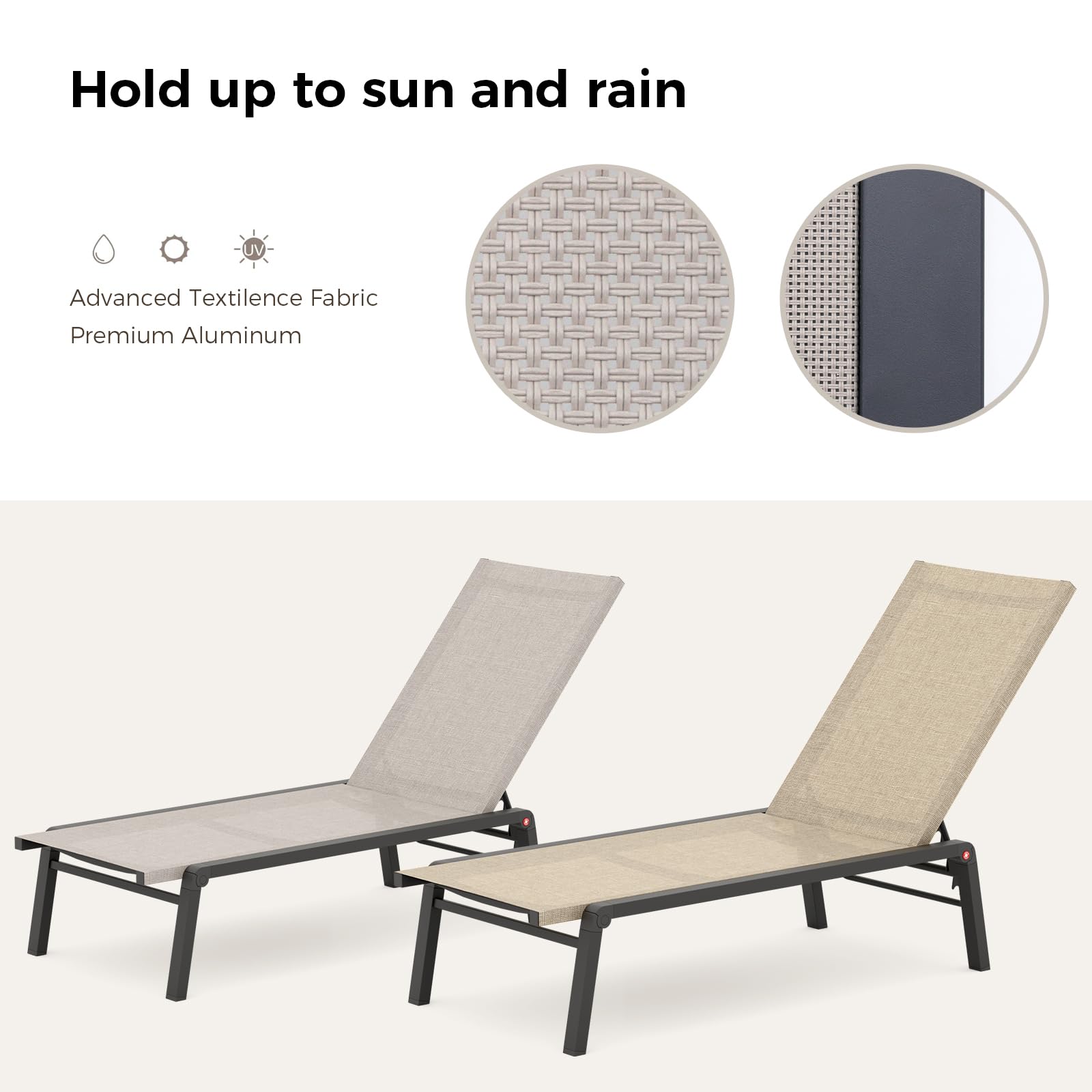 Foldable Outdoor Chaise Lounge Set of 2