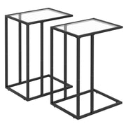 C-Shaped Side Table with Tempered Glass Top