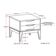SIMPLIHOME Harper End Table - 22 inch Wide Solid Wood 2 Drawer Side Table in Walnut Brown, Mid Century Modern Accent Table for Living Room with Tapered Legs and Notched Handles