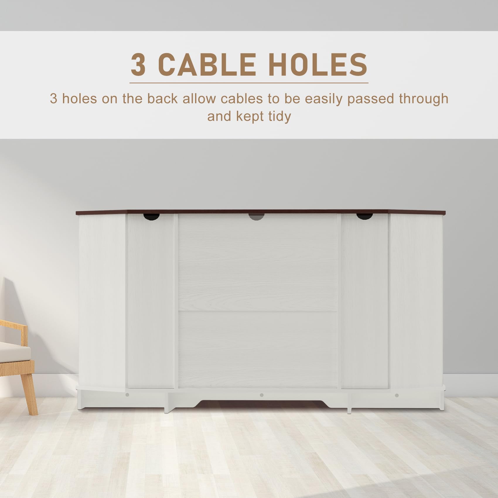 Melidee Corner TV Stand for 65 Inch TV - with Sliding Barn Door - Wood Entertainment Center - Media Console Cabinet - 58"x15.7"x31"H, White