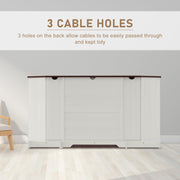 Melidee Corner TV Stand for 65 Inch TV - with Sliding Barn Door - Wood Entertainment Center - Media Console Cabinet - 58"x15.7"x31"H, White