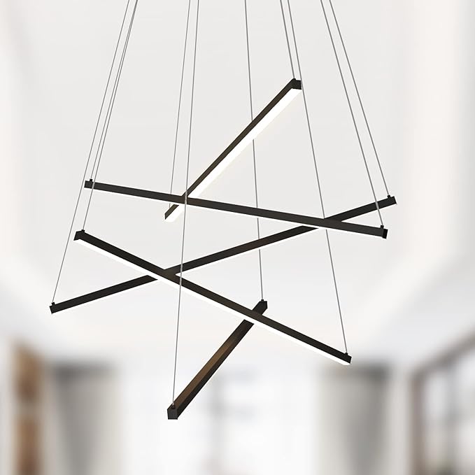 Modern LED Square Chandelier – Dimmable, DIY Adjustable