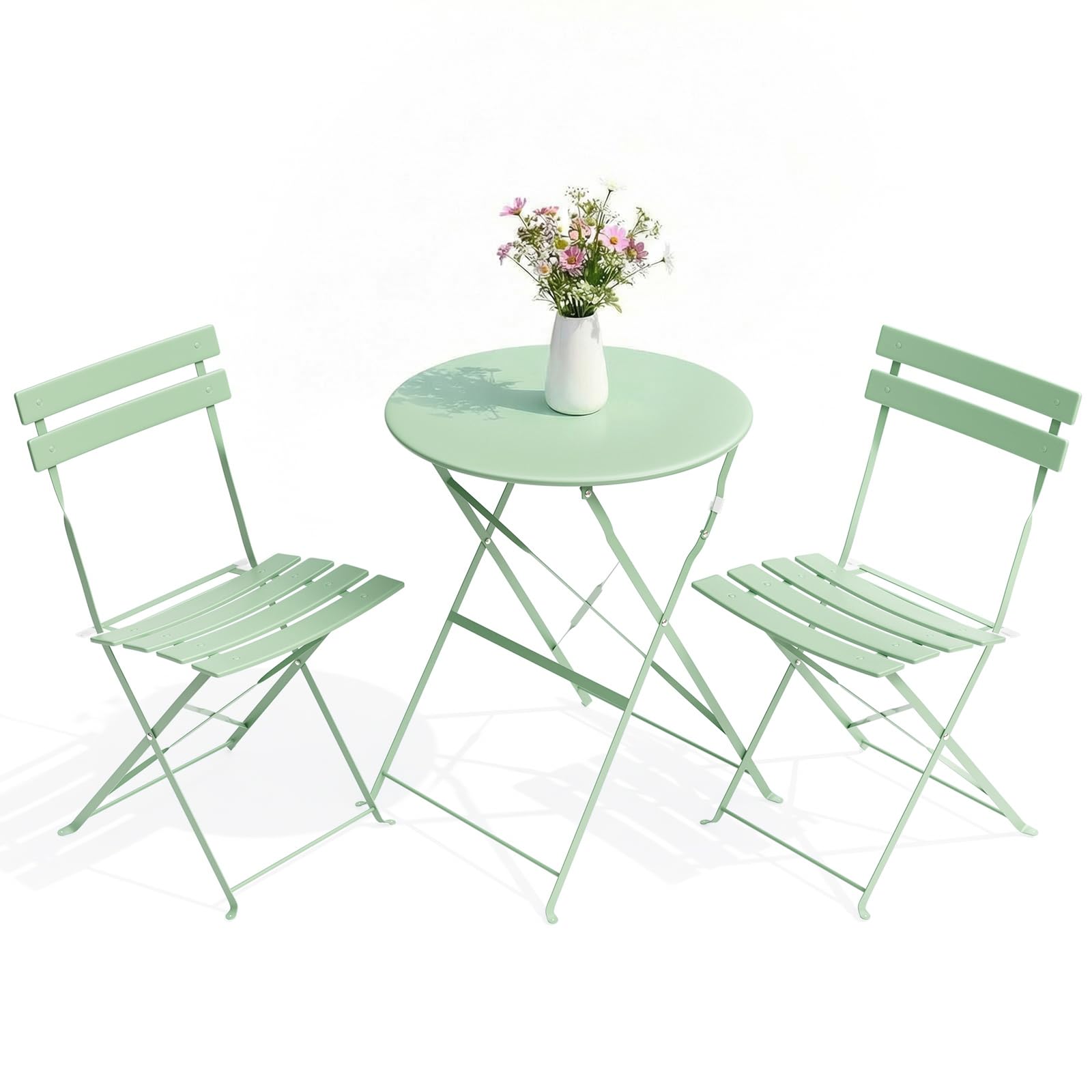3-Piece Folding Bistro Set, Outdoor Patio Table & Chairs