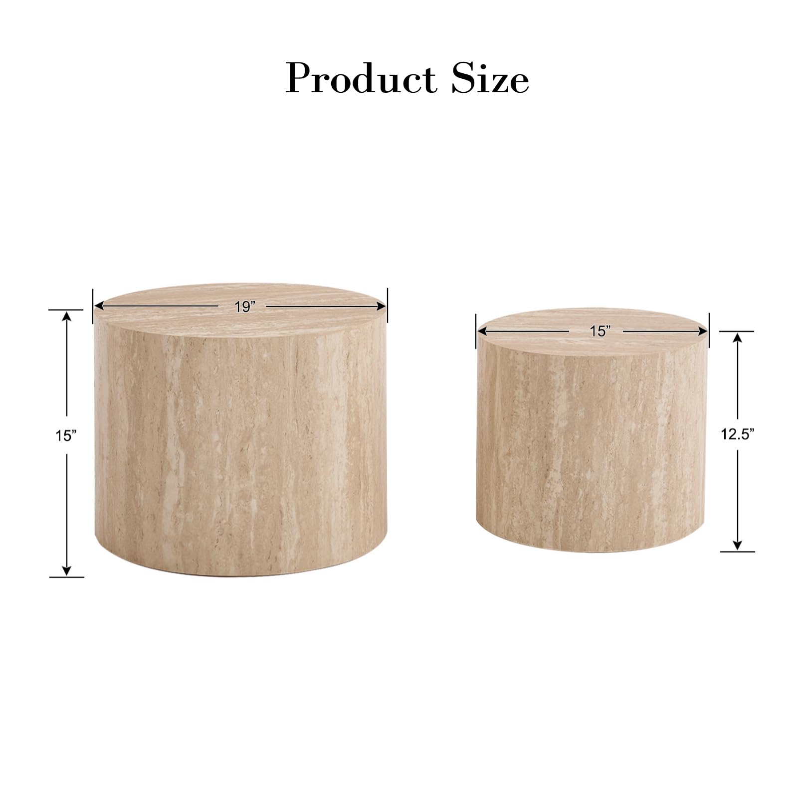 Ya-Home Modern Round Coffee Tables Nesting Table, Wood Set of 2 End Table Side Table for Living Room Balcony Office, No Assembly Required