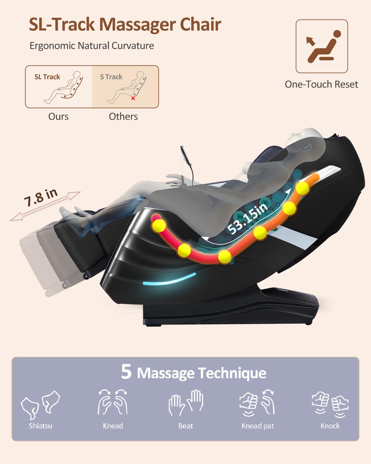 RELX 2026 Massage Chair Full Body, 20 Modes Zero Gravity SL-Track Shiatsu Massage Chair Built-in Heat System, Airbag Massage with Body Scan, Deep Yoga Stretch, Calfrest Extension and AI Control(Black)