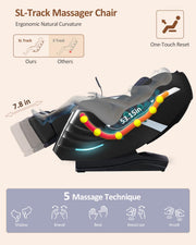RELX 2026 Massage Chair Full Body, 20 Modes Zero Gravity SL-Track Shiatsu Massage Chair Built-in Heat System, Airbag Massage with Body Scan, Deep Yoga Stretch, Calfrest Extension and AI Control(Black)