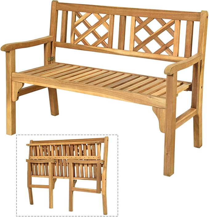 Acacia Wood Outdoor Bench – 2-Person Loveseat