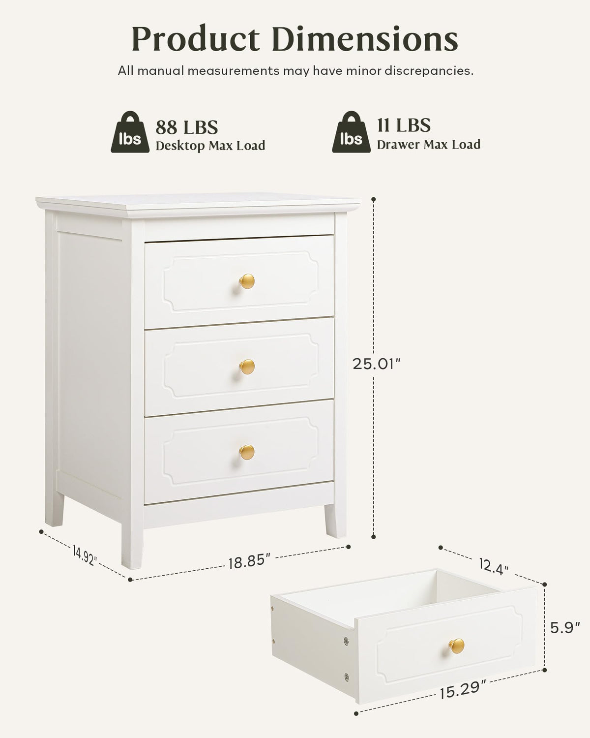 3 Drawers Night Stand