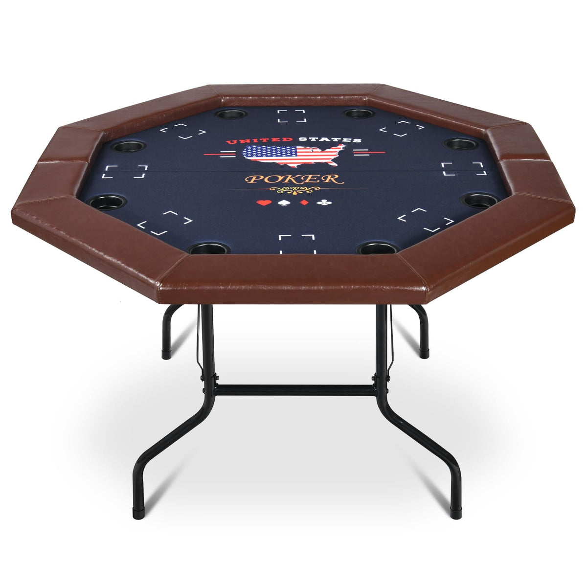 REAHOISY 48" Foldable Poker Table for 8 Players, Portable Texas Holdem