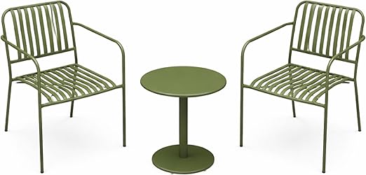 3-Piece Outdoor Bistro Set with Wicker Armchairs & Wood Table
