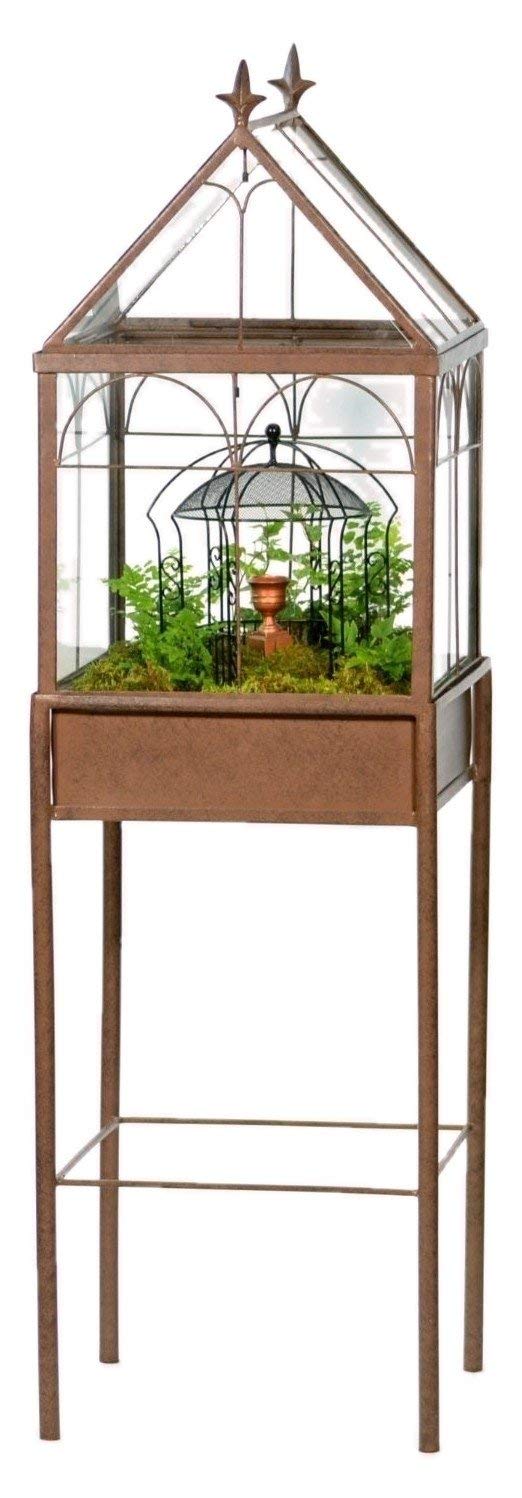 H Potter Freestanding Glass Wardian Case Plant Stand, Large Terrarium