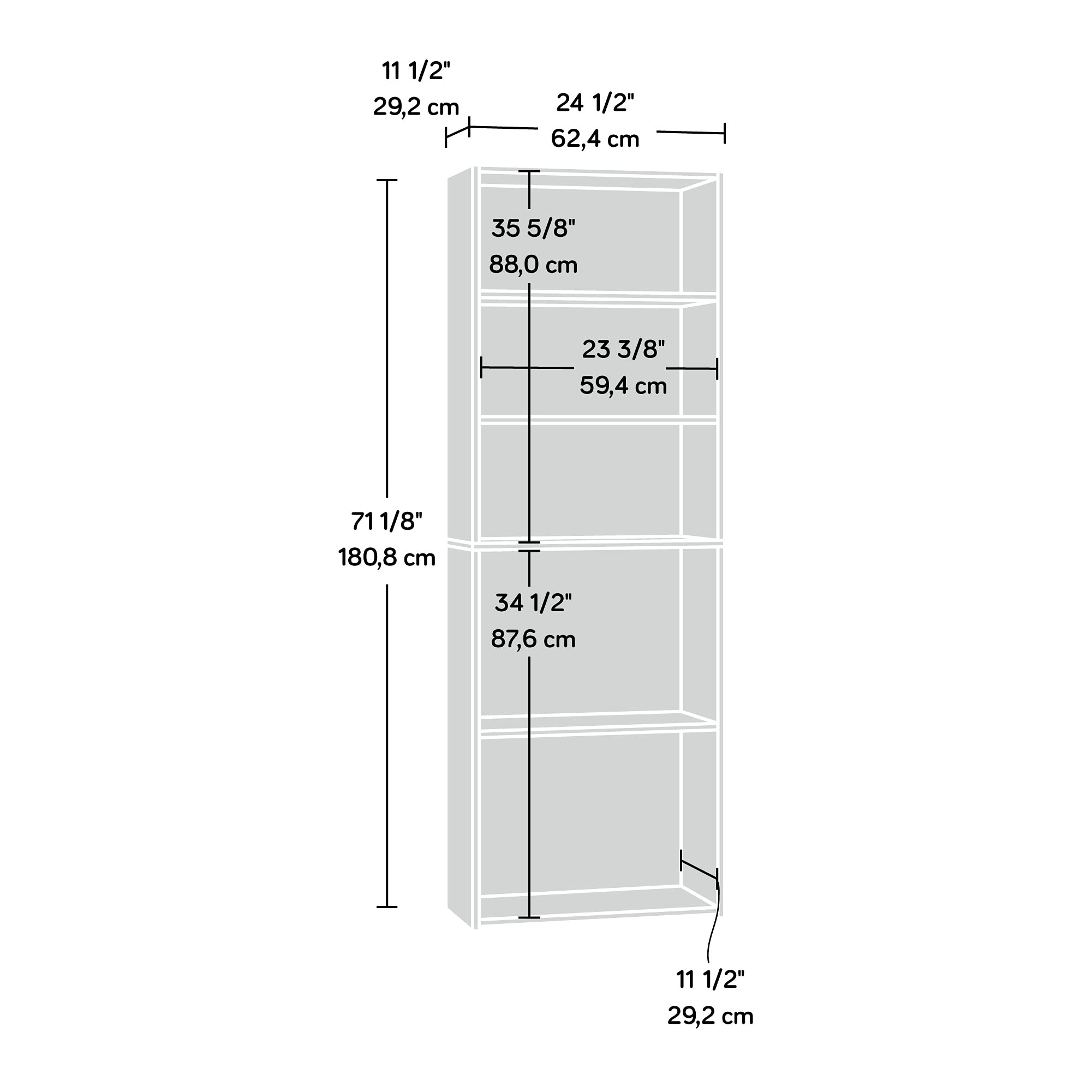 Sauder Beginnings 5-Shelf Bookcase, Bookshelf with Adjustable Storage Shelves, in Brook Cherry