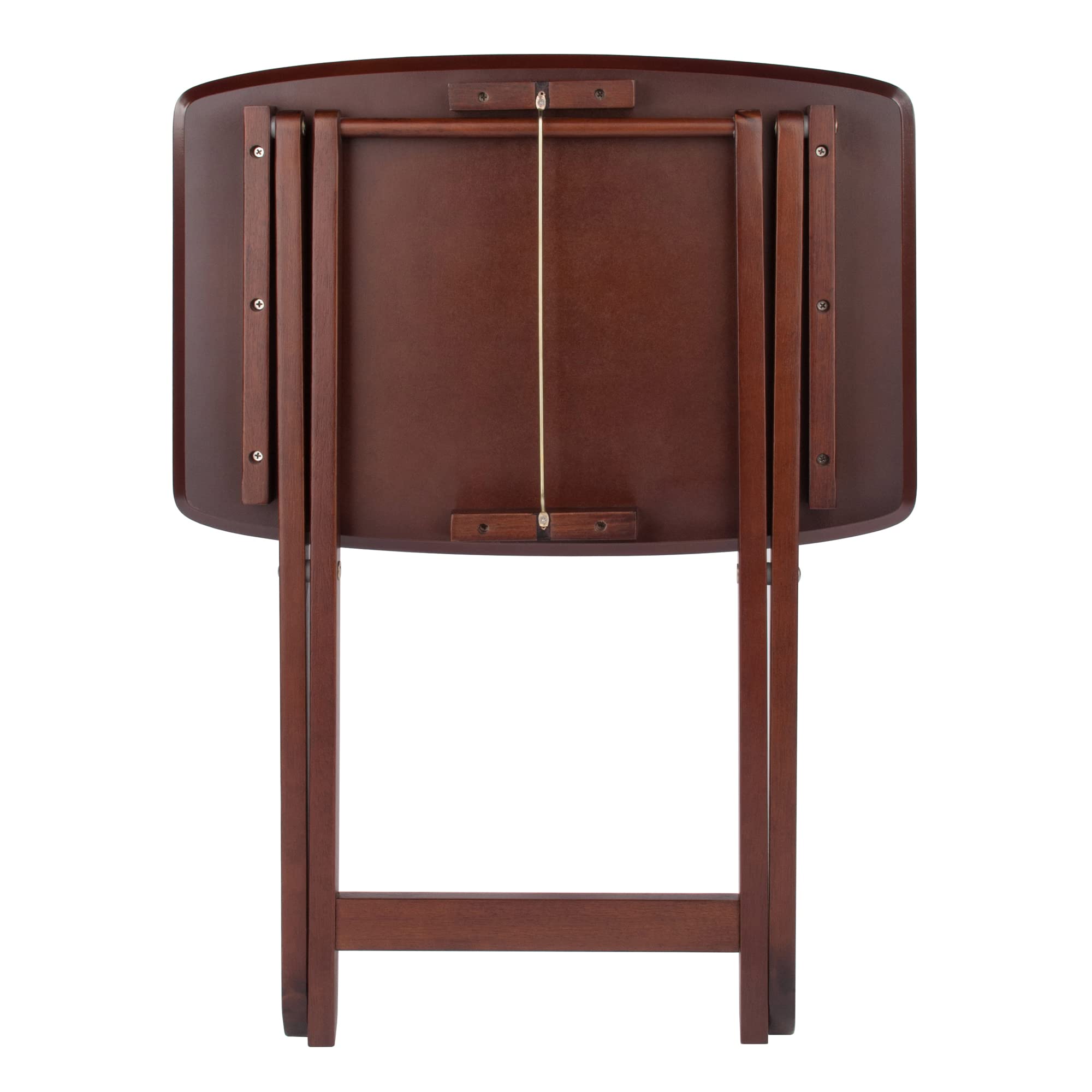 Winsome Darlene Set of 2 Foldable Snack Tables, 26" in Walnut, Easy to Store Portable Fold Up Table Set for Kitchen, Living Room TV Dining, Crafts, Puzzles, Work From Home