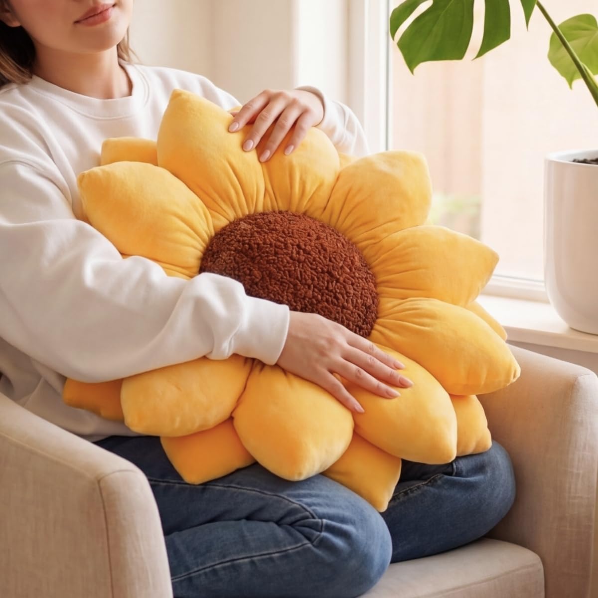 3D Sunflower Shaped Throw Pillow