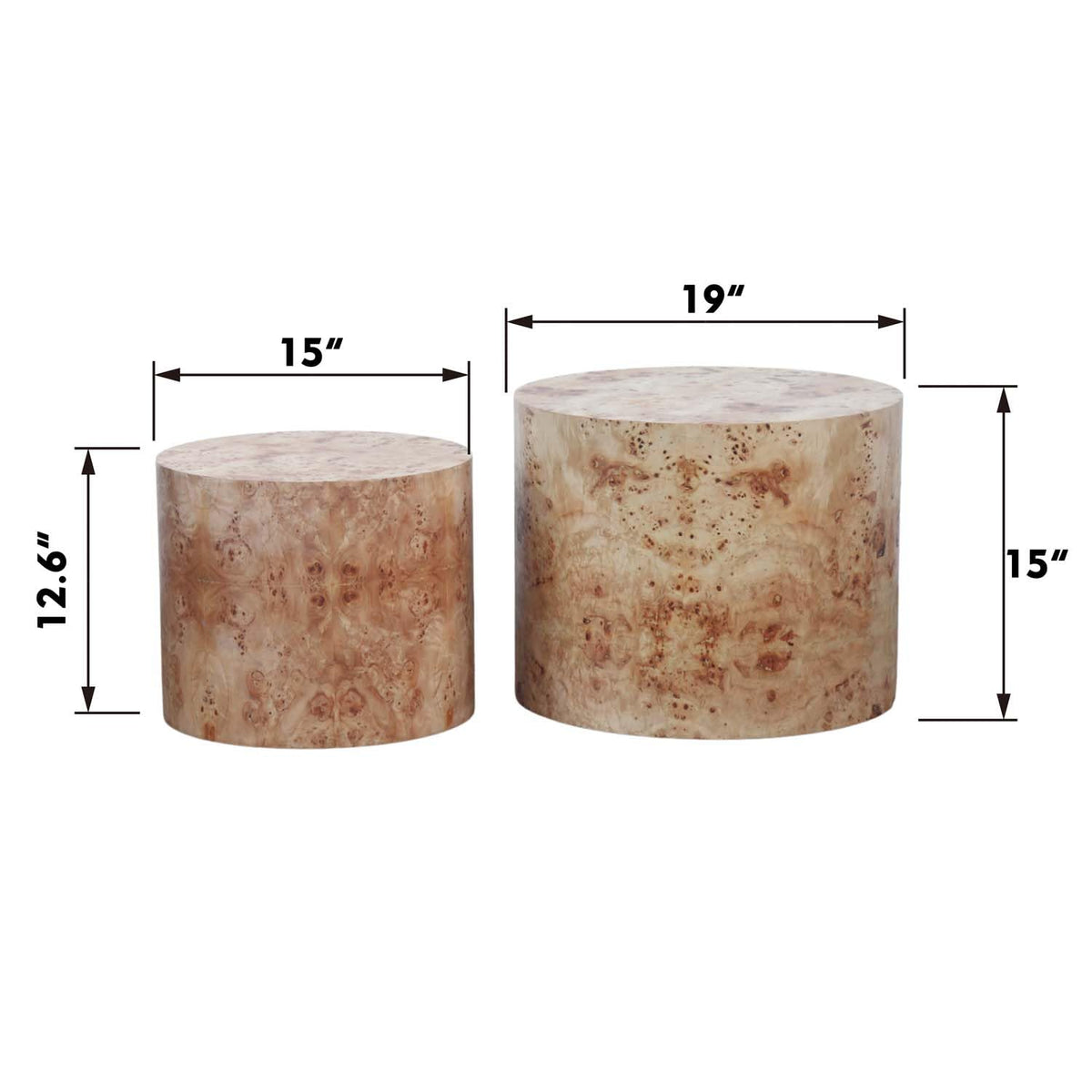 Nesting Coffee Table Set of 2 Modern Round Coffee Table and End Table Set
