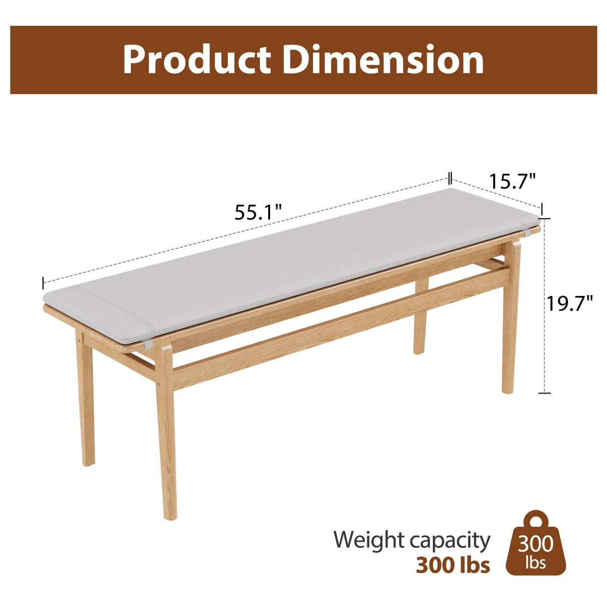 Upholstered Solid Wood Bench
