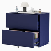 ModernMate 31.5" Lateral Wood Filing Cabinet with 2 Large Drawers, Blue