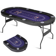 RAYKEEP Foldable Poker Table for 8 Players, 71" Texas Hold'em Casino Table