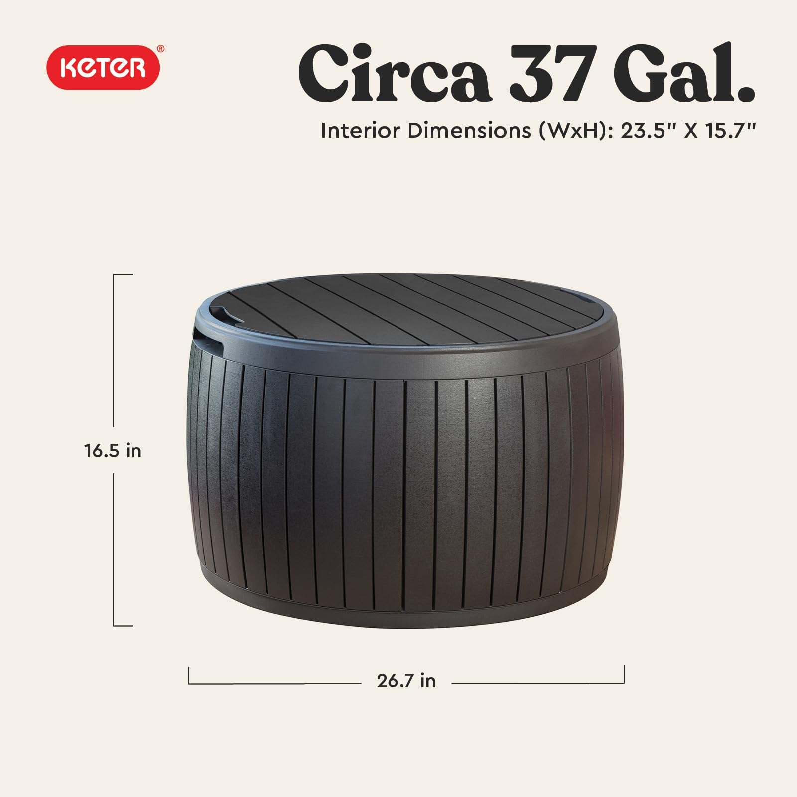 37-Gallon Round Outdoor Deck Box