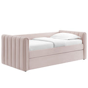 Twin Channel Tufted Velvet Daybed with Trundle
