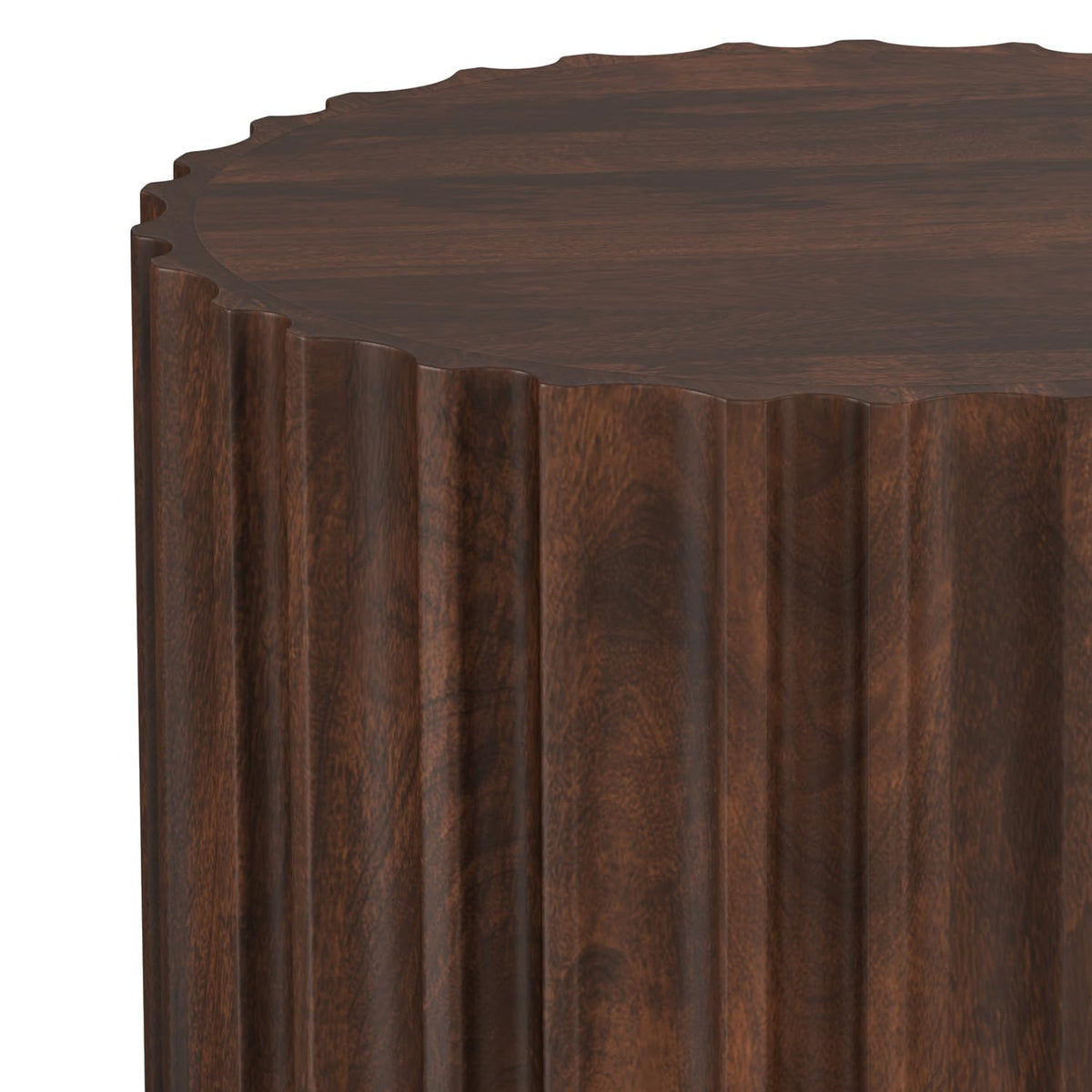 Fluted Mango Wood Side Table