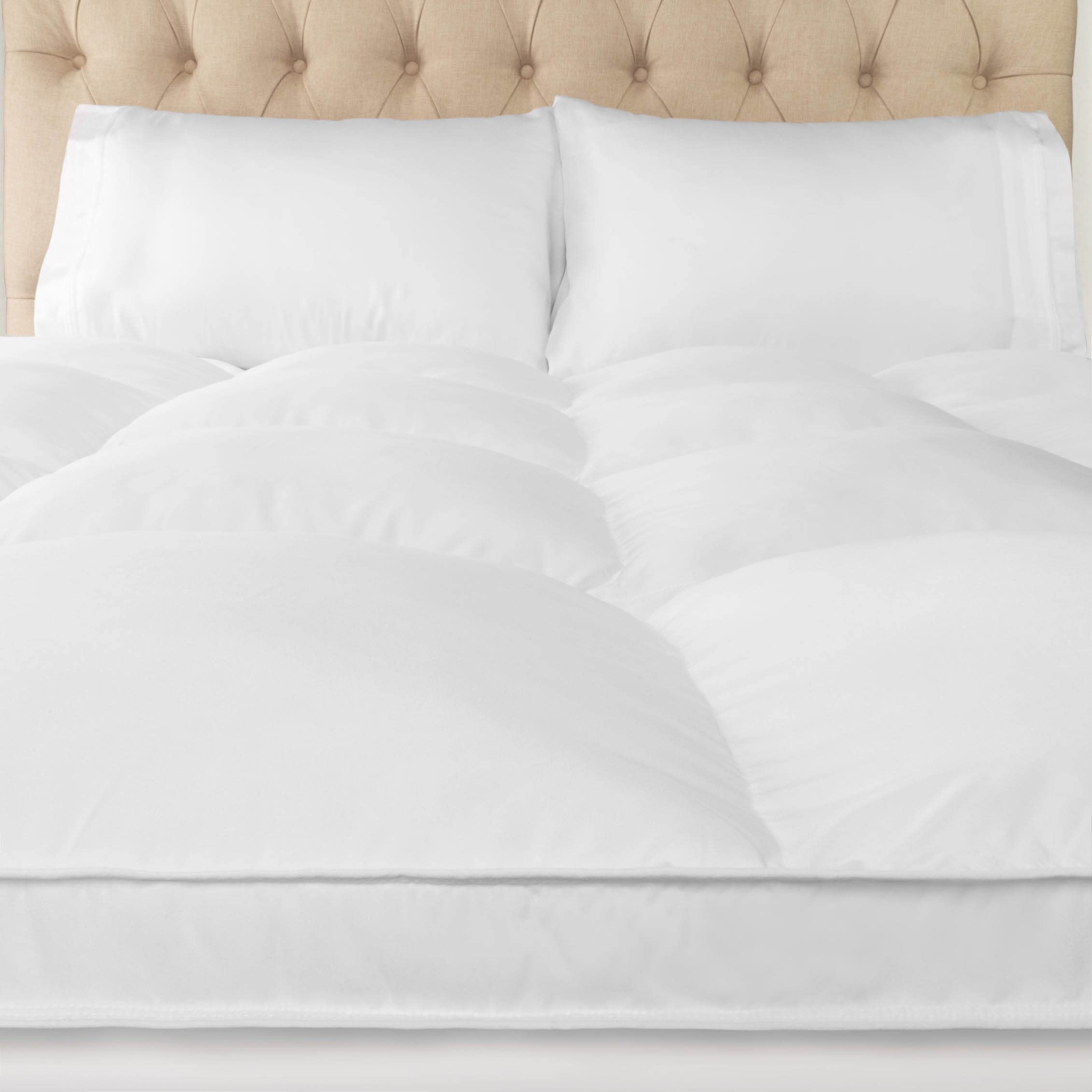 Superior Mattress Topper, Down Alternative, 2 Inch Deep Sized Bed Pillow Top, Comfort Pad, Fluffy Mattress-Topper Protector, Plush Cooling Extra Soft, Hotel Quality, Sleep, All-Season, King, White