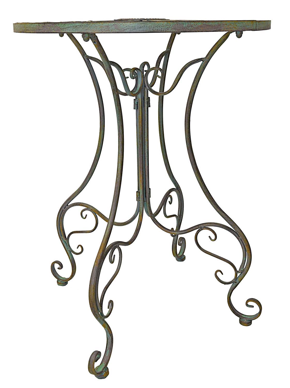 Westcharm Folding Metal Bistro Set w/Scrolling Heart & Peacock Tail Motif, Set of Three