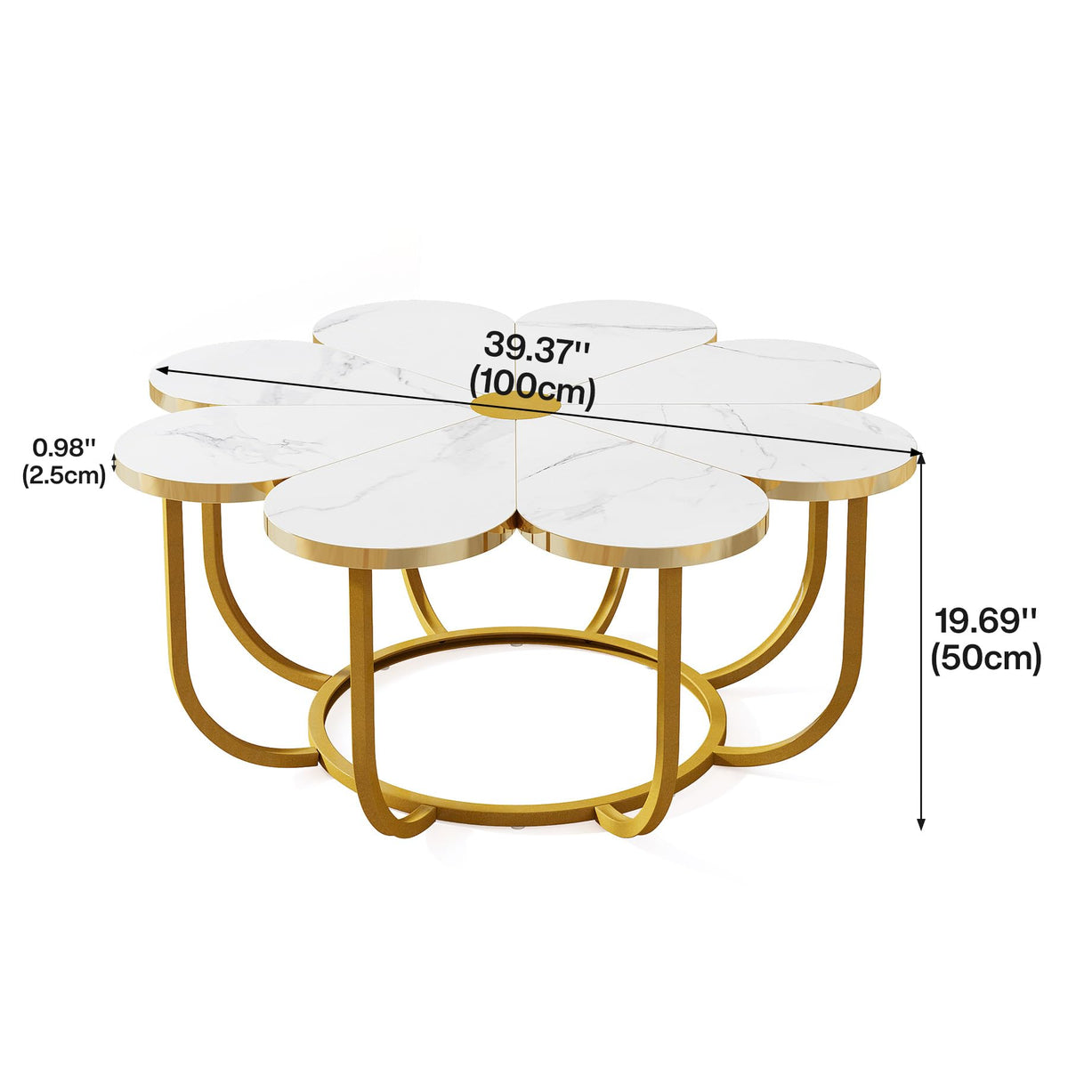 White & Gold Flower Coffee Table