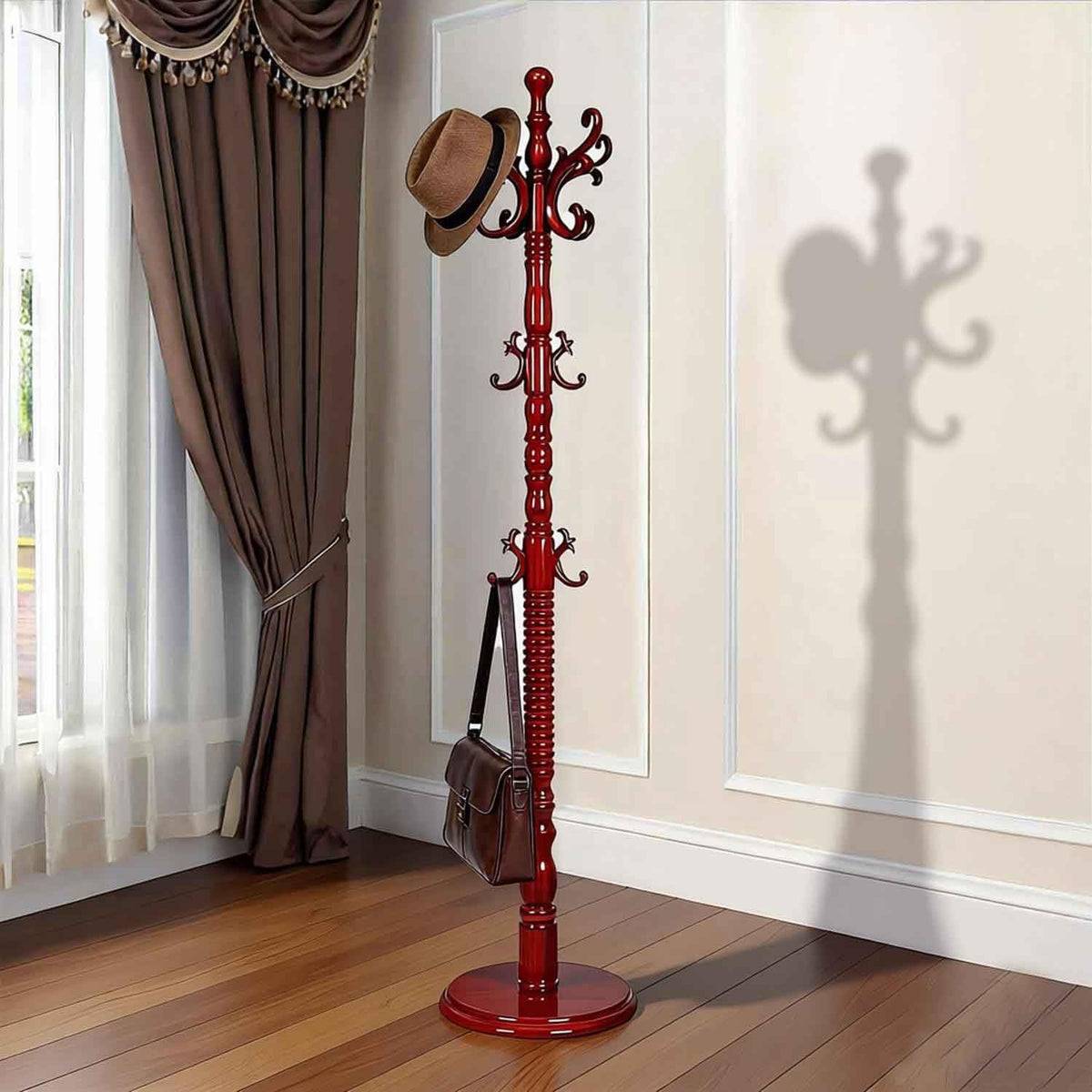 Wooden Coat Rack with 18 Hooks