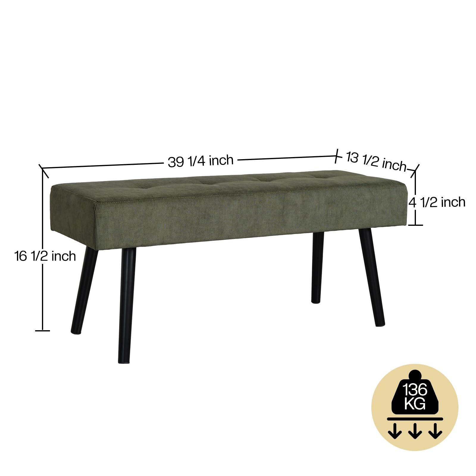 Corduroy Padded Entryway Bench