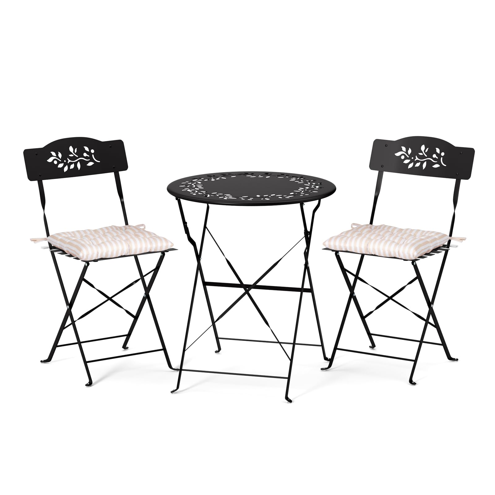 Outdoor Folding Bistro Set with Cushions – 3 Piece