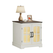 Farmhouse End Table with LED & Charging Station