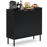 GIANTEX Fluted Buffet Cabinet, 2-Door Sideboard w/Storage (Black)