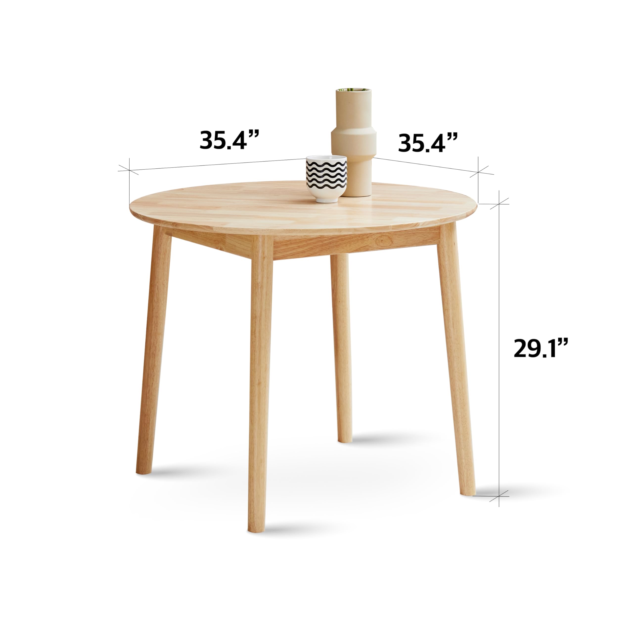 Round Solid Wood Dining Table 35.4"
