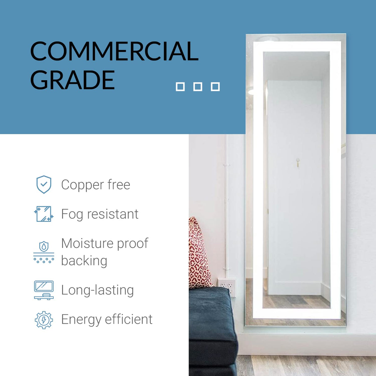 Mirrors & Marble Rectangle LED Vanity Mirror (36" x 36"), Front Lighted Modern Anti Fog Glass for Bathroom, Bedroom, Wall Mounting Home Décor Glass for Over Sink Bathroom, Entryway