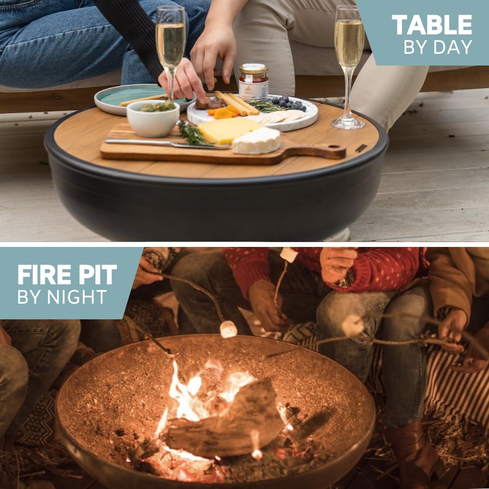 Round Wood-Burning Fire Pit Table