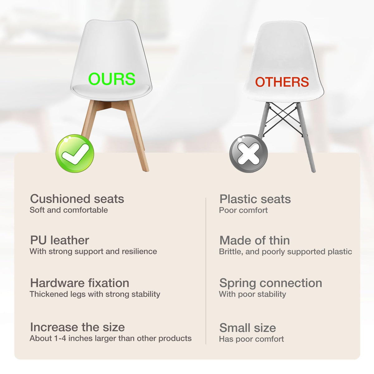 OLIXIS Dining Chairs Set of 8, PU Leather Accent Chairs for Living Room