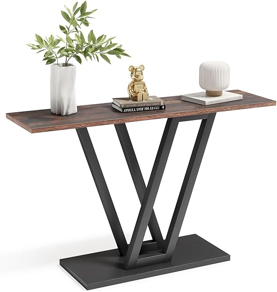 43-Inch Console Table with Faux Marble Top