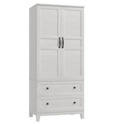 Rustic White Wardrobe with 2 Drawers
