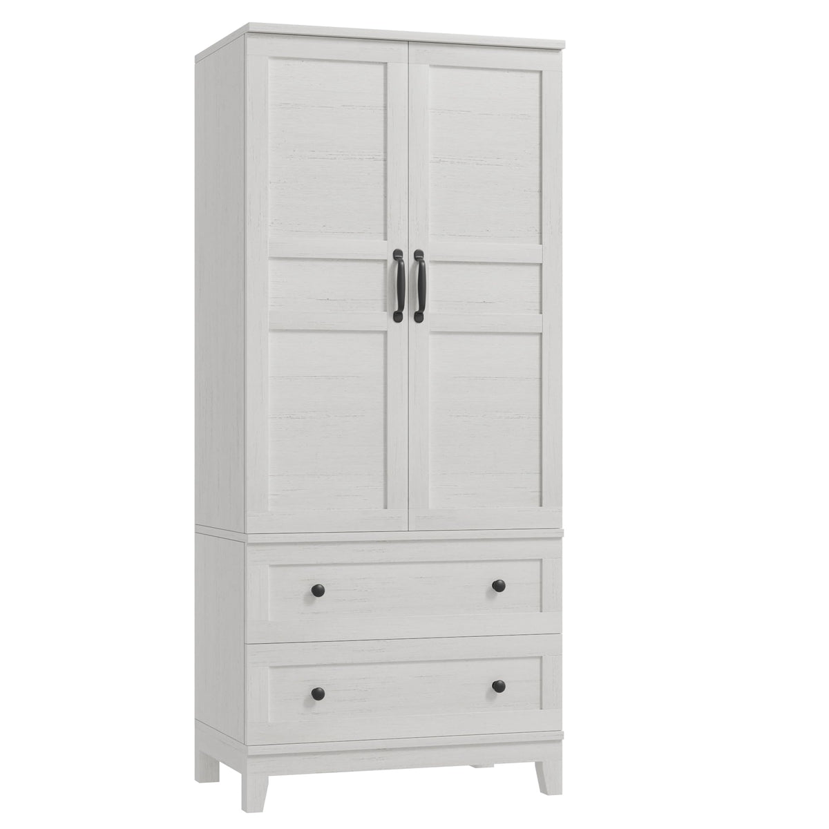 Rustic White Wardrobe with 2 Drawers