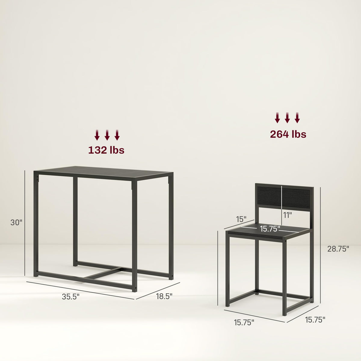 HOMCOM Small Dining Table Set for 2 Compact for Small Spaces, Black
