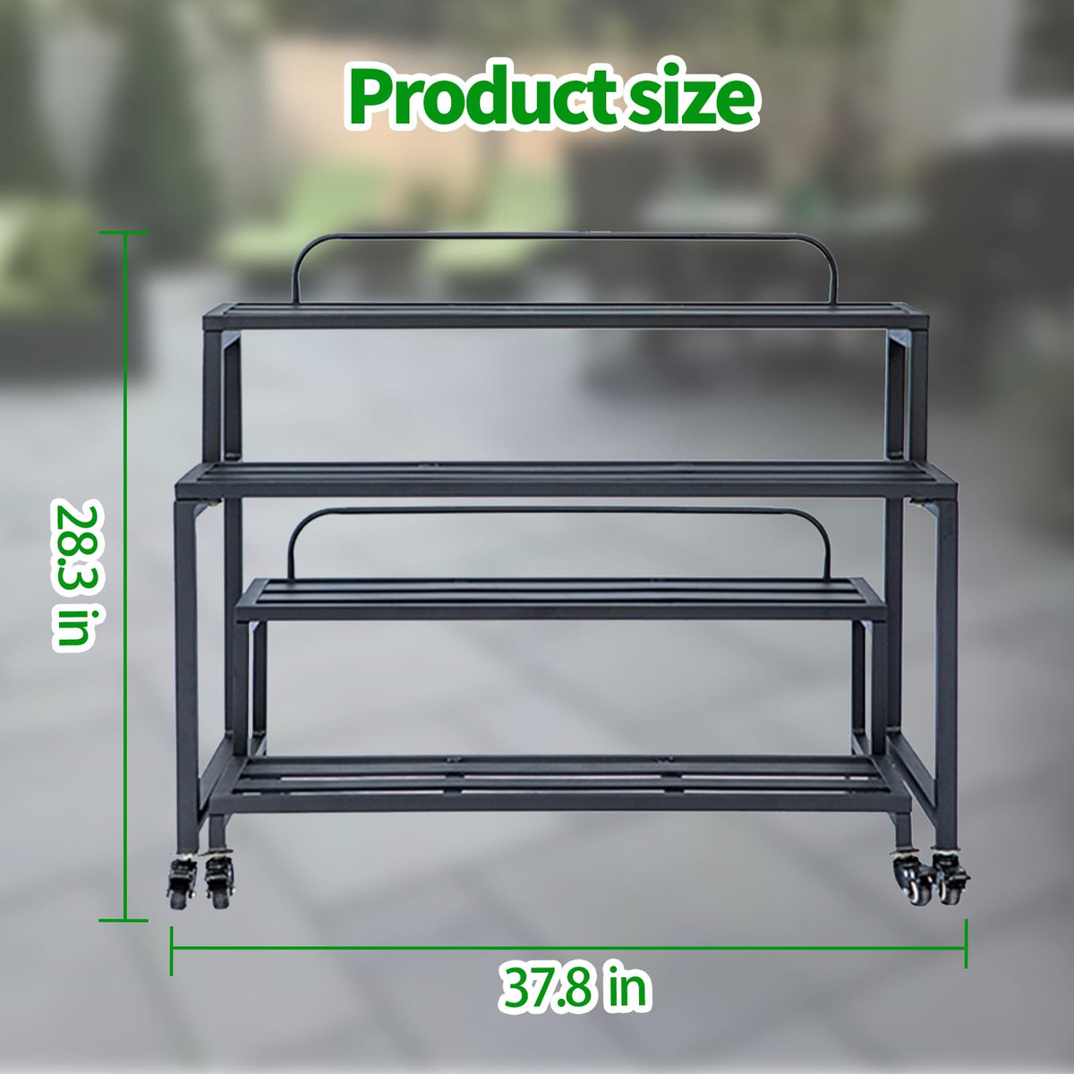 DHYGOTFUR 4-Tier Plant Stands Outdoor Aluminum Heavy Duty with Wheel