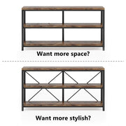 Tribesigns 55 Inches Long Sofa Table with Storage Shelves, 3 Tiers Industrial Rustic Console Table with Open Shelves, Three Decorative Shelf, Open TV Shelf for Living Room, Hallway, Book