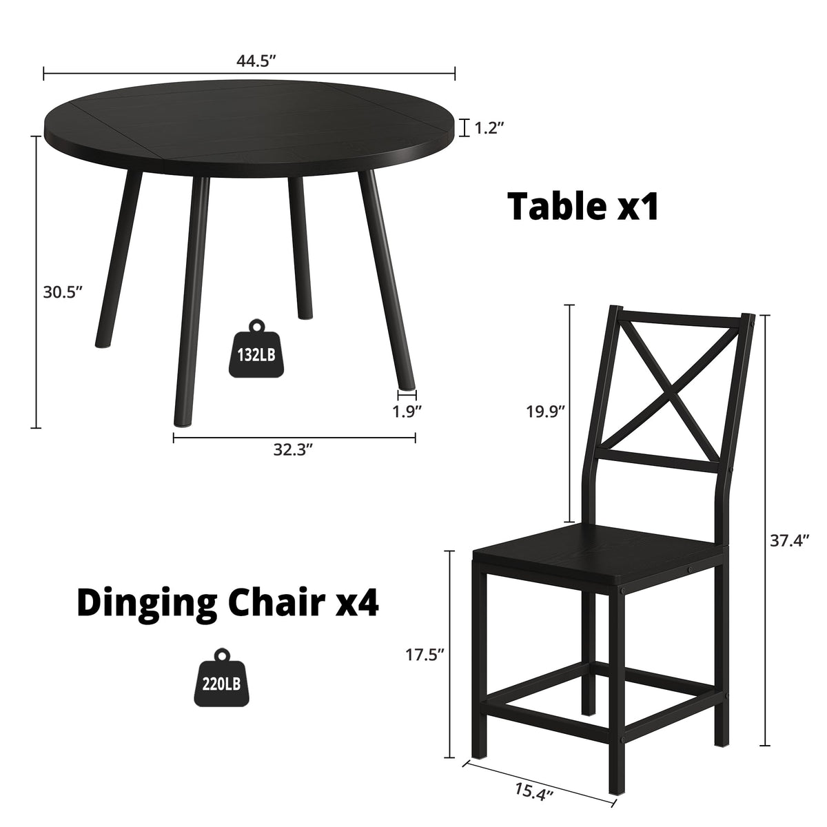 Round Drop-Leaf Dining Set