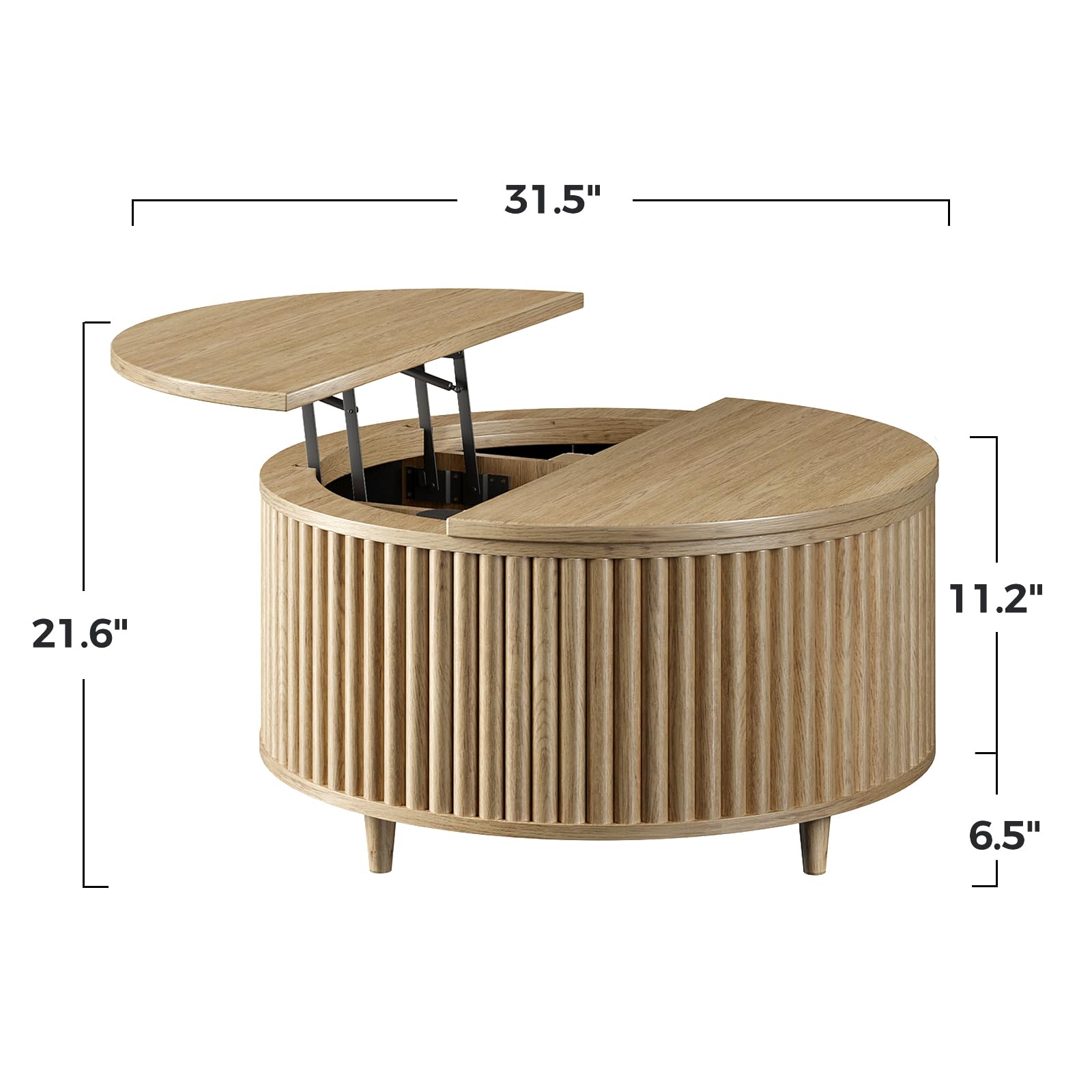31.5" Round Lift-Top Coffee Table with Storage