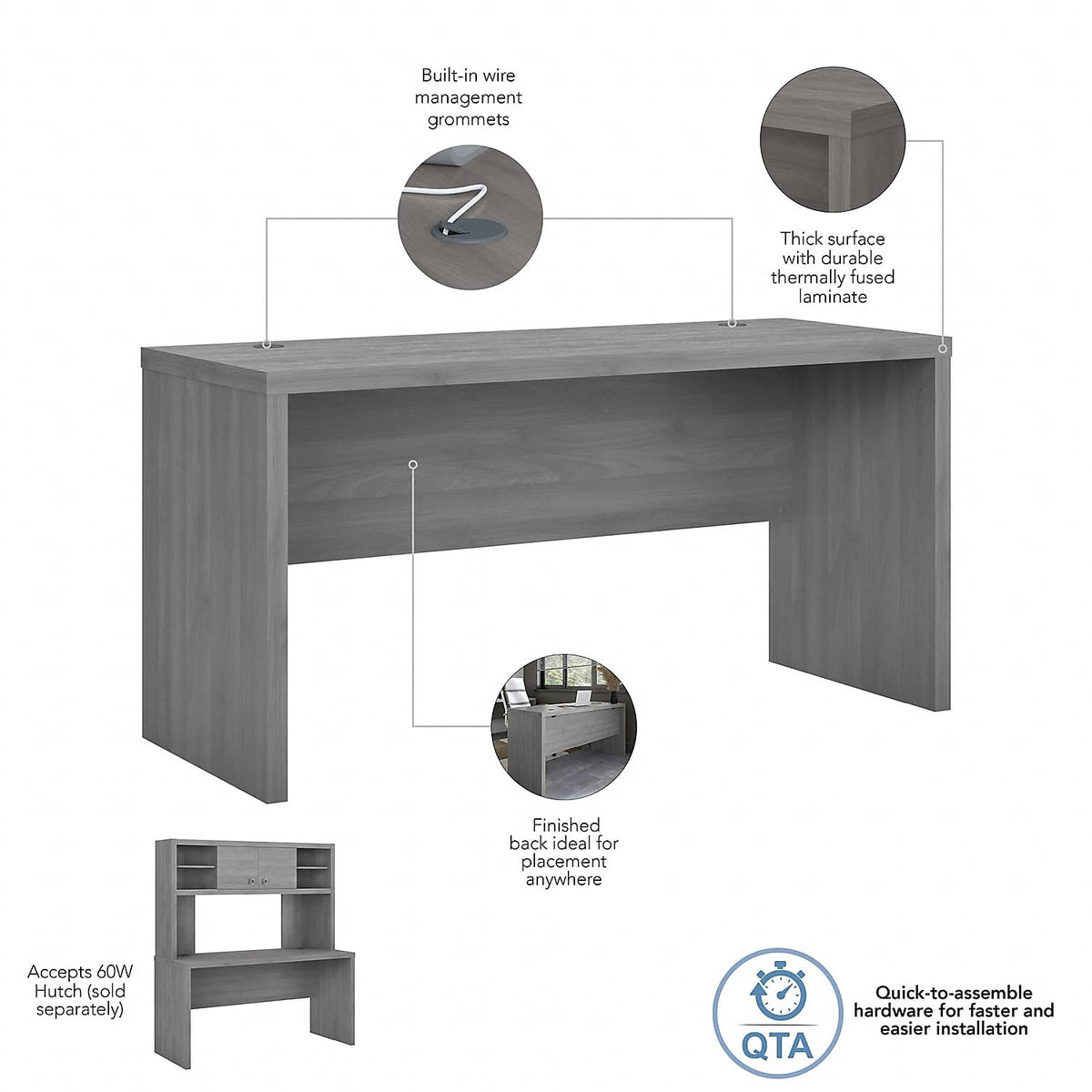 Modern Gray Credenza Desk