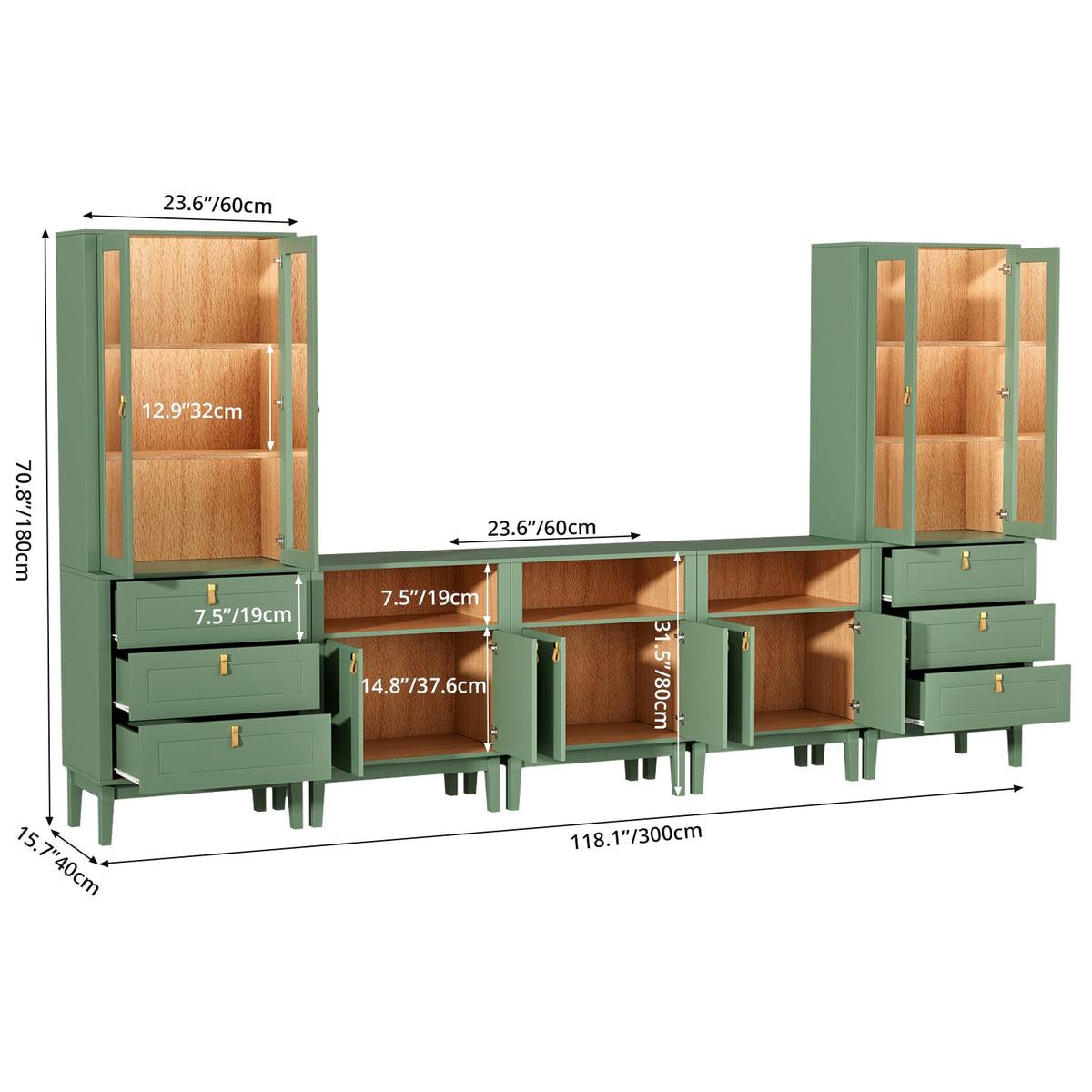 Green Modular LED Entertainment Center