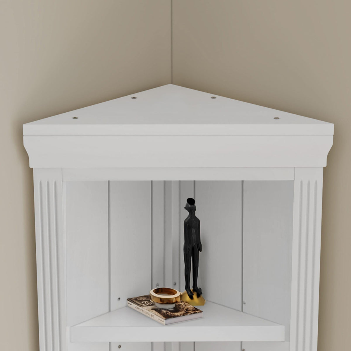 83.4" Tall Corner Shelf, 5-Tier Solid Wood Corner Bookcase, Freestanding Open Storage Display Stand, Modern Tall Plant Rack for Small Space, Living Room, Home Office, White